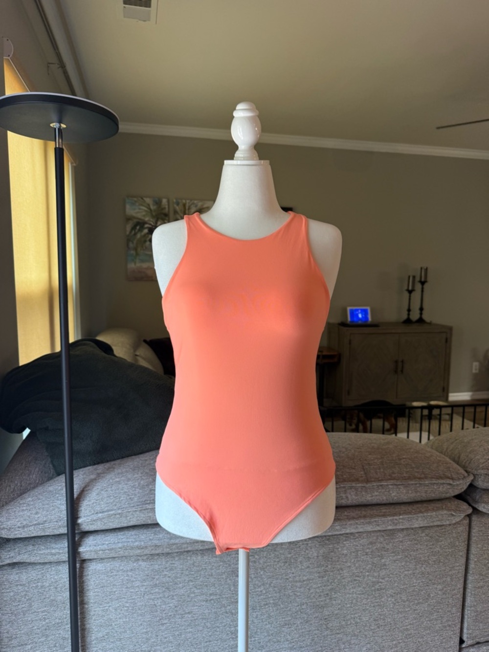 Women's Coral Sleeveless Bodysuit Tank Top